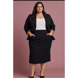 Villager Liz Claiborne Black Long Suit Skirt Size 18